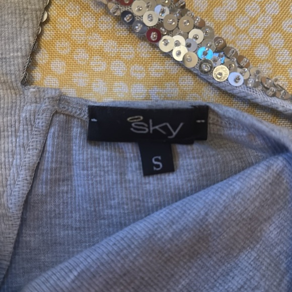 Sky Gray Tank Top with Back Silver Sequin Detail - Picture 4 of 5